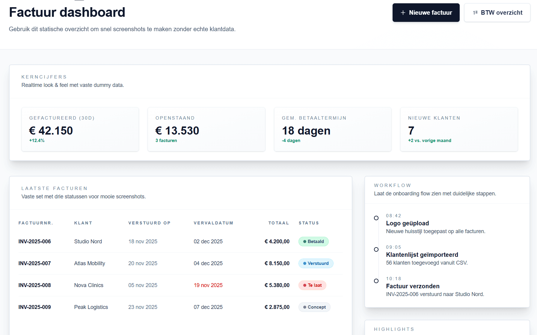 Dashboard preview